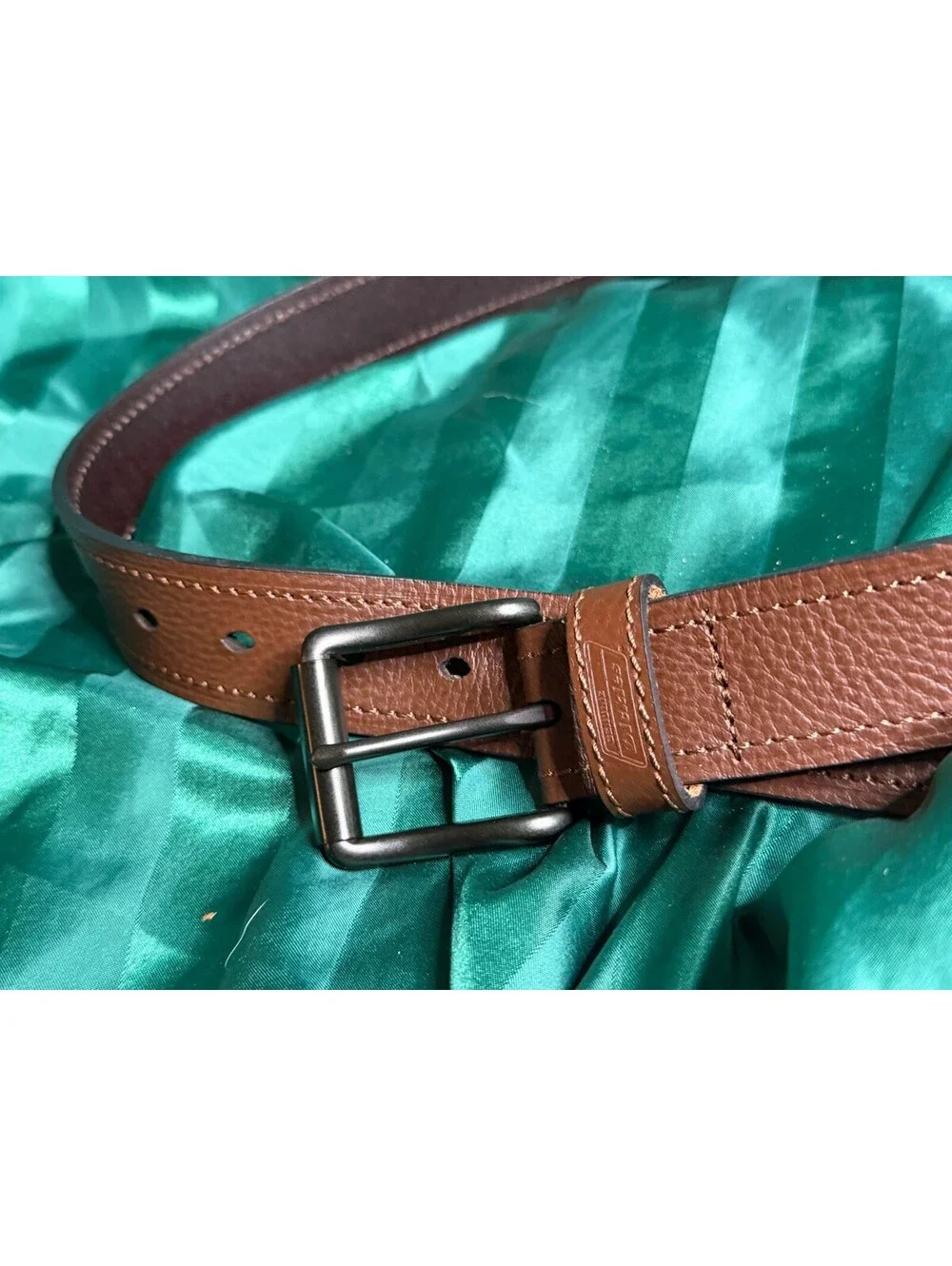 Dickies Mens Brown Genuine Leather Belt Size 34/85 Metal Buckle